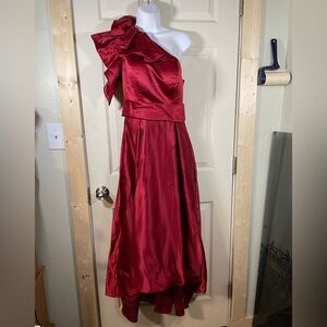 Chic‎ One Shoulder Red Satin Dress